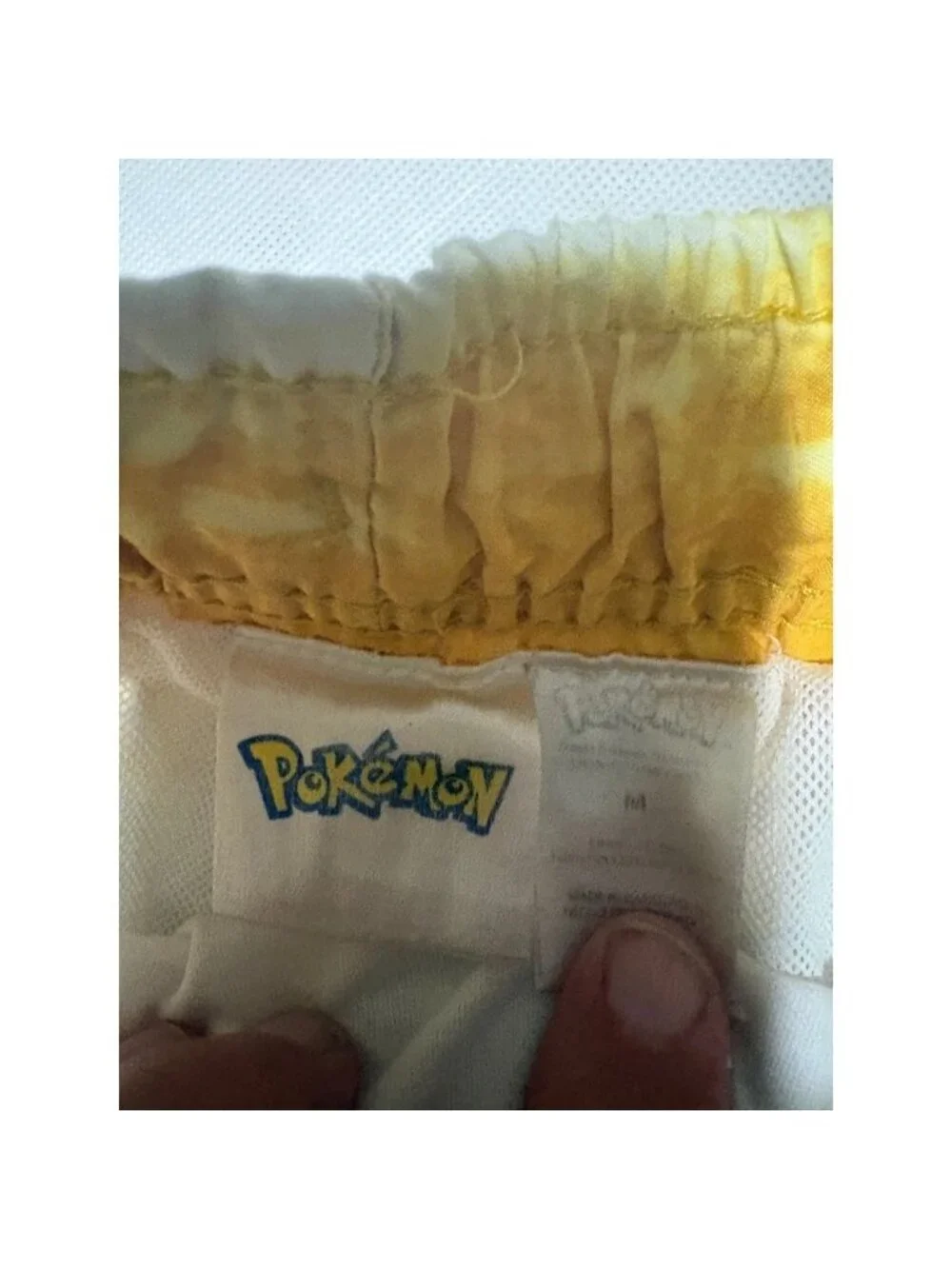 Pokemon Boys Swim Trunks Blue Yellow Poke Ball Print Mesh Lined Size‎ Medium M